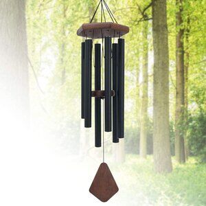 Wind Chimes for Outside, 30" Black Aluminium Wind Chime with Wind Catcher, Outdo